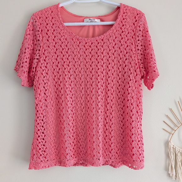 TanJay Tops - TanJay Pink Lace Blouse